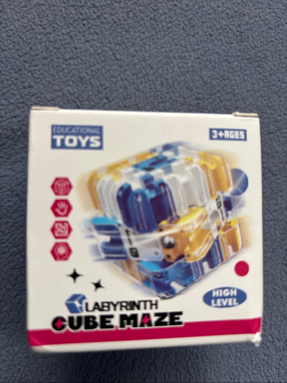 Labyrinth Cube Maze Kids Toy - Blue & Yellow